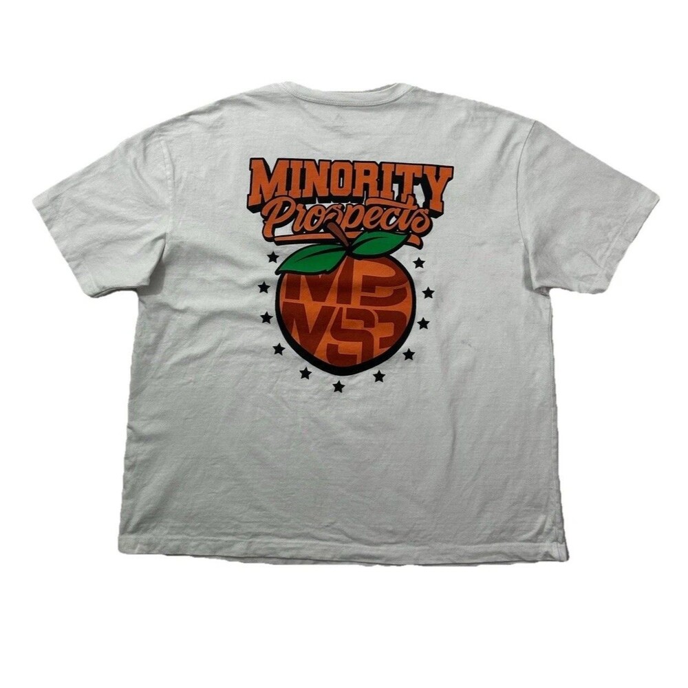 Adidas x Minority Prospects Rare Peach Tee Shirt Mens XL White Graphic Atlanta